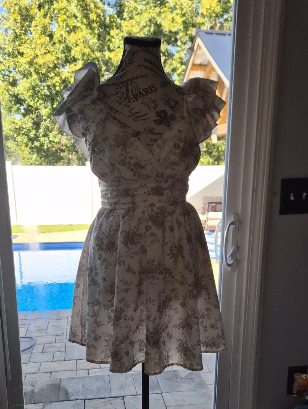 Altar'd State Cream Floral Ruffle Fit-and-Flare Mini Dress